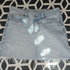 American Eagle Outfitters Light Blue Frayed Mini Skirt